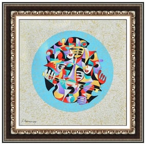 Anatole Krasnyansky Hand Signed Giclee on Canvas Cello Music Framed Art