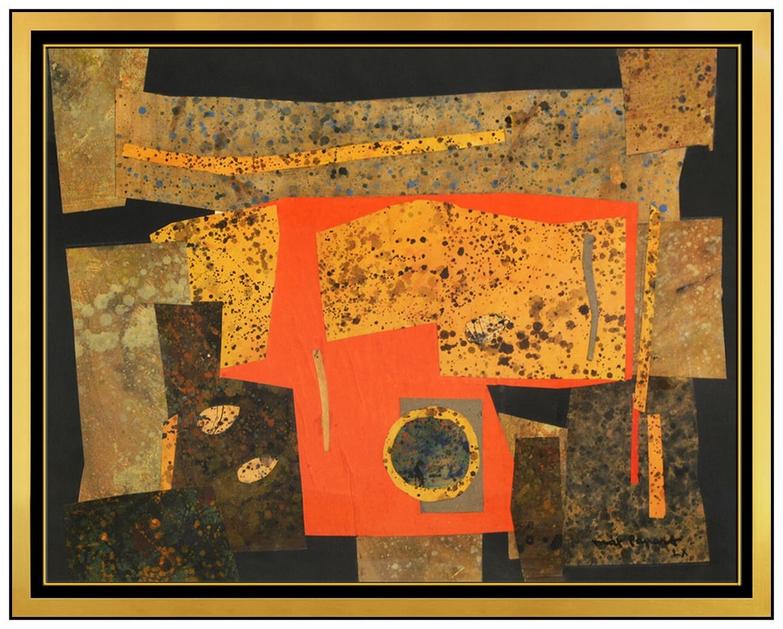 Max Papart Large Original Abstract Collage Gouache Painting Signed Art: This lot includes:Gallery COA. In-house shipping available (insurance and international shipping for an additional charge).Artist: Max PapartTitle: The Sandbox Medium: Gouache Painting On CanvasSize: