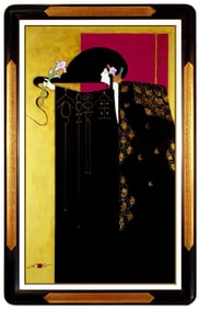 Lillian Shao Original Painting Acrylic On Canvas Signed Female Portrait