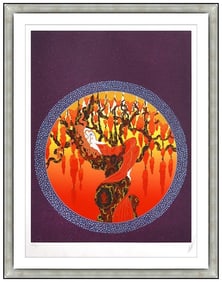 Erte Embossed Color Serigraph Heat Ballet Set Design Signed Art Deco Framed