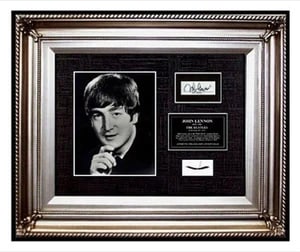 The Beatles John Lennon Hair Lock With Photo Signed Band Memorabilia