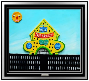 Rodney Alan Greenblat Original Acrylic Painting On Wood Relief Signed Artwork