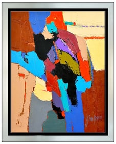 Lee Simpson Original Oil Painting On Canvas Signed Abstract Portrait Framed Art