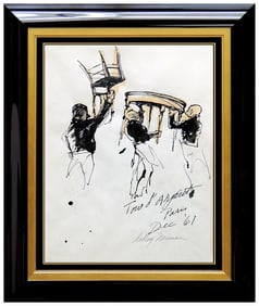 Leroy Neiman Original Gouache Painting Signed Boxing Scene Art