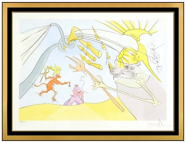 Salvador Dali Hand Signed Pochoir Engraving Elephant Monkey Jupiter Framed