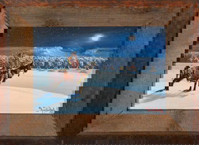 Loren Two Bulls Winter Landscape Oil Painting On Canvas