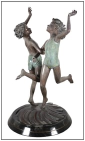 Jerry Joslin Large Bronze Full Round Sculpture Spring Break Child Signed