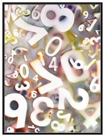 Dylan Bailey Original Enamel Painting on Canvas Modern Number Art Signed Framed