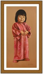 Lynn Lupetti Original Oil Painting on Canvas Child Portrait Signed Framed