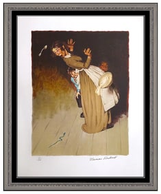 Norman Rockwell Original Hand Signed Color Lithograph No Harm Huckleberry Finn Framed