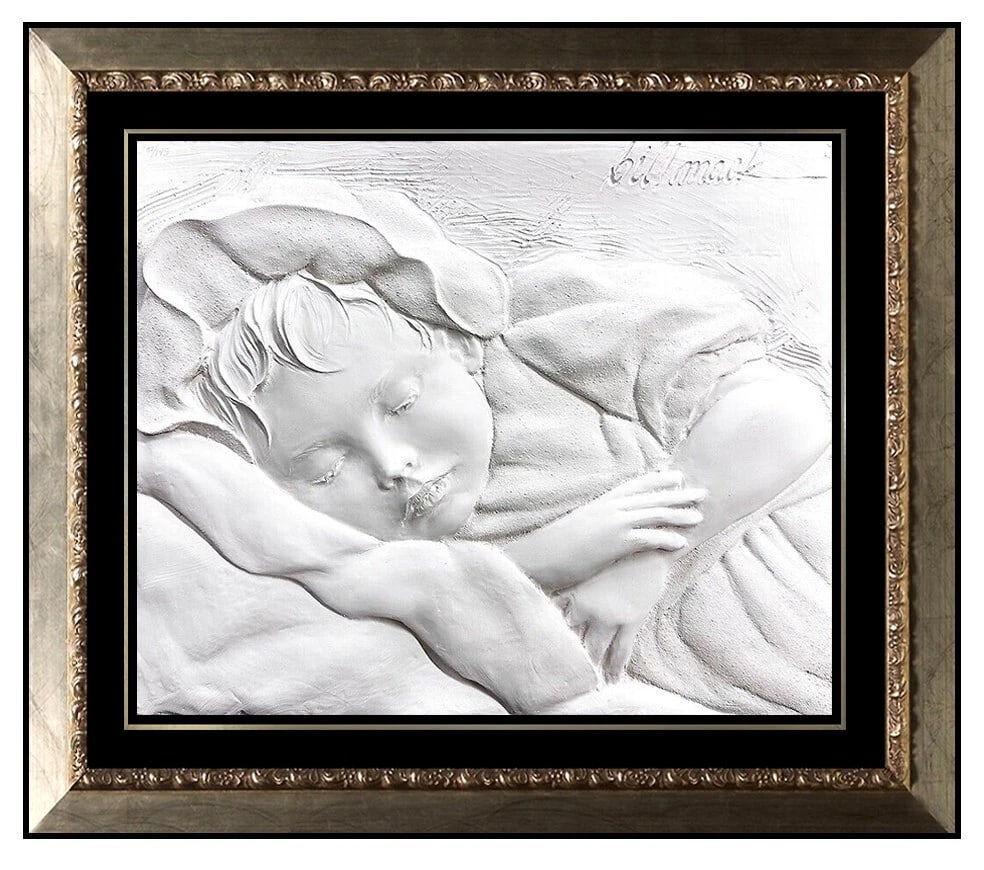 Bill Mack Original Bonded Sand Sculpture Peaceful Child Bas Relief Signed (1 of 4)