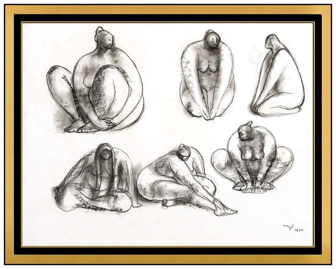 Francisco Zuniga Original Conte Crayon Drawing Nude Female Figurative Signed: This lot includes:Gallery COA. In-house shipping available (insurance and international shipping for an additional charge).Artist: Francisco Zuniga Title: Study for Bronze Medium: Crayon drawing on pa