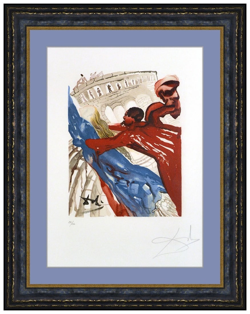 Salvador Dali Original Hand Signed Etching Plate F L'Art De Aimer Framed: This lot includes:Gallery COA. In-house shipping available (insurance and international shipping for an additional charge).Artist: Salvador DaliTitle: Plate FMedium: EtchingSize: 22” x 15”