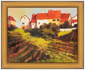 Martha Mans Original Oil Painting on Canvas Farm Landscape Signed Framed