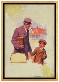 Raymond J Stuart Original Oil Painting on Canvas Illustration Signed Framed