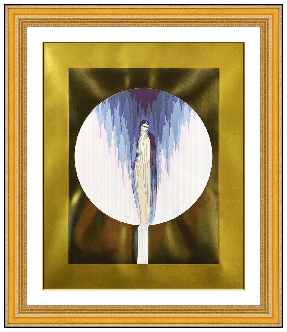 Erte La Tristesse Original Foil Color Serigraph Signed Framed Art Deco Artwork (1 of 5)