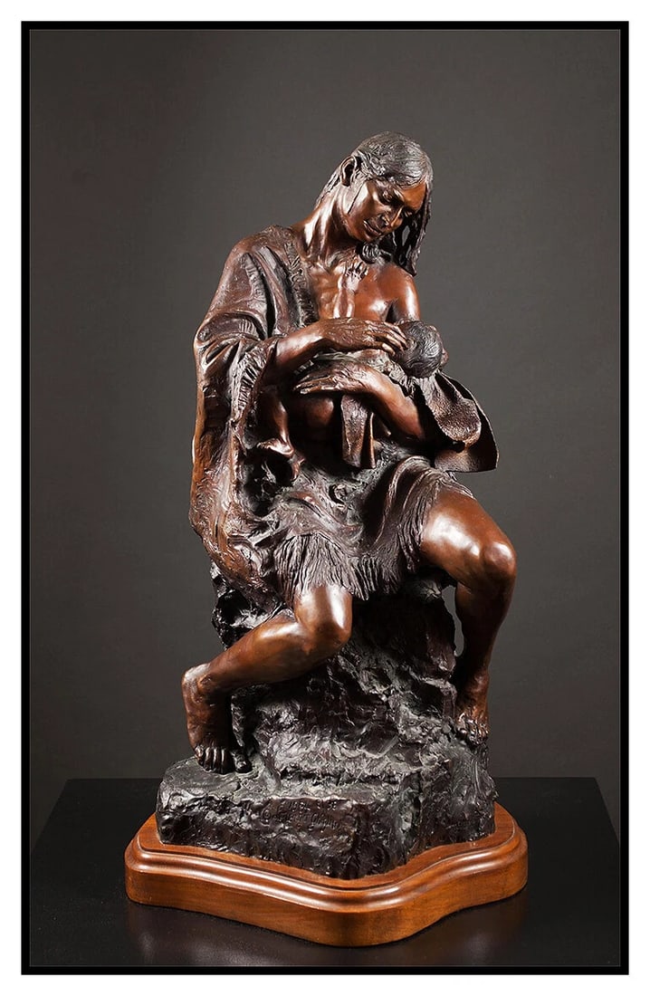 Lorenzo Ghiglieri Original Bronze Sculpture Mother and Child Signed Figurative Art (1 of 2)