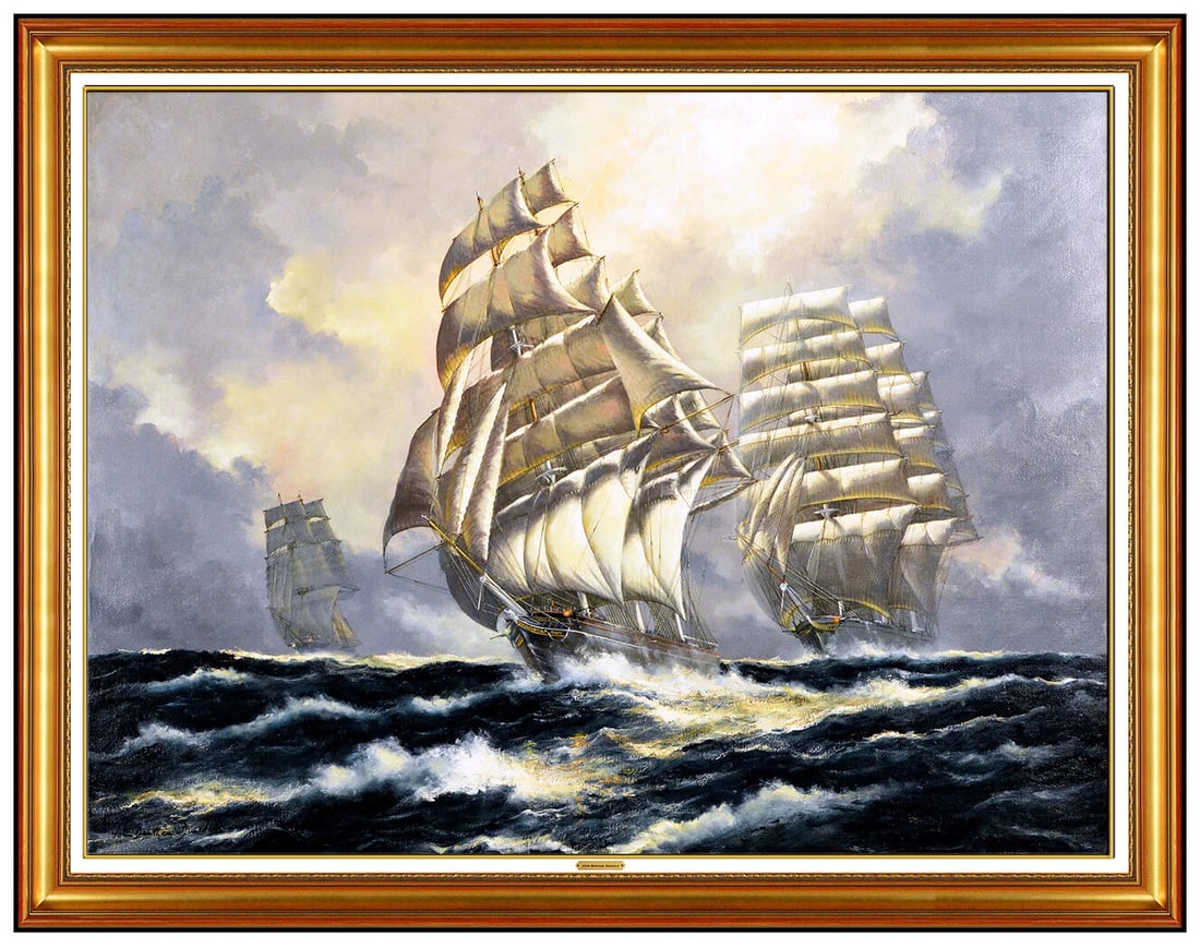 John Bentham Dinsdale Large Original Oil Painting on Canvas Signed Cutty Sark Ship (1 of 6)