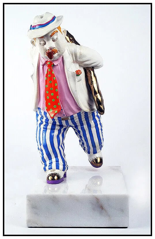 Hiro Yamagata Full Round Bronze Sculpture Out to Lunch Signed Male Portrait Art (1 of 4)