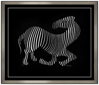 Victor Vasarely Original Cast Relief Sculpture Zebra Signed Large Animal Artwork