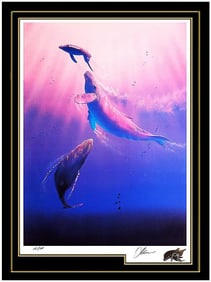 Christian Riese Lassen Sea Down Original Color Lithograph Signed Dolphin Artwork