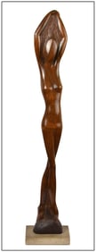 Morris Cohen Large Original Hand Carved Wood Sculpture Signed Ballerina Artwork