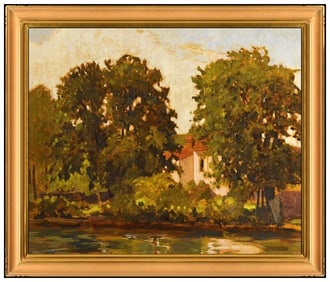 Barry McCuan Original Oil Painting on Canvas Signed Water Landscape Framed Art