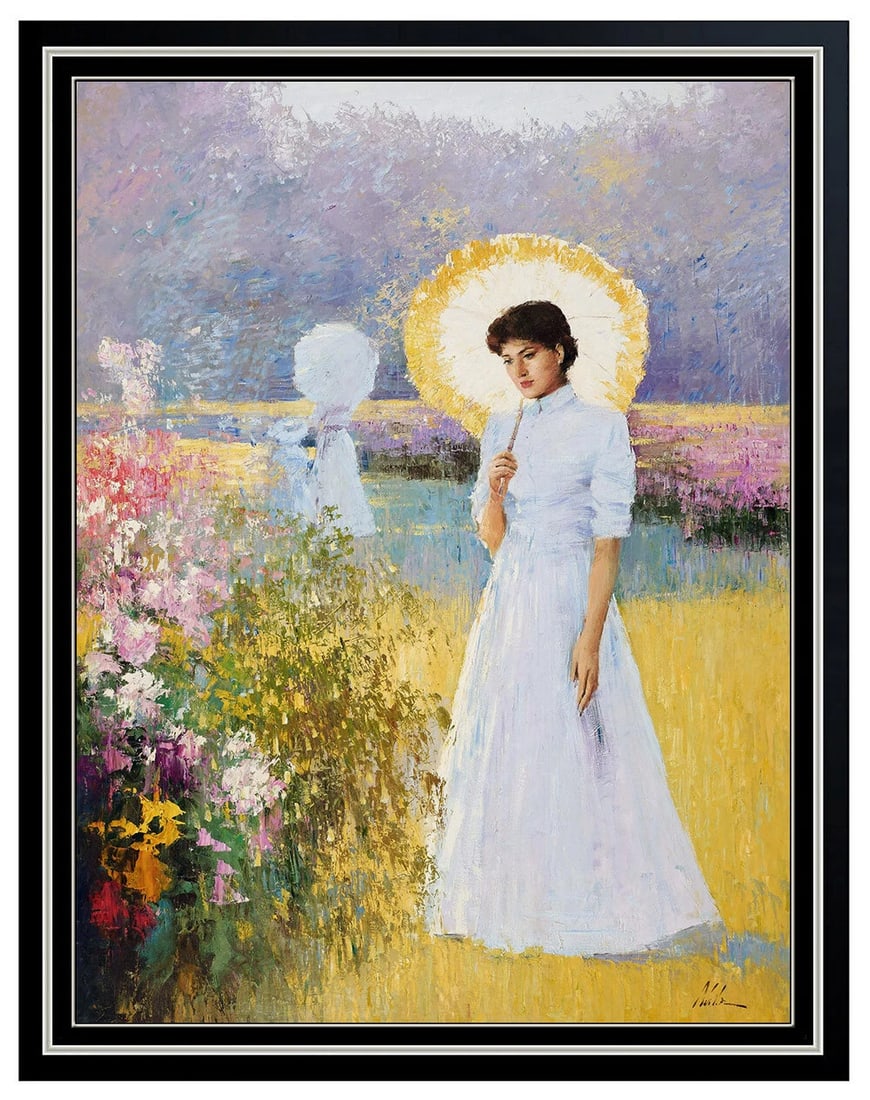 An He Large Original Oil Painting on Canvas Signed Hans Amis Portrait Landscape (1 of 5)