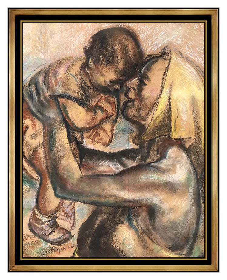 John Costigan Original Pastel Painting Signed Female Child Portrait Large Art (1 of 5)