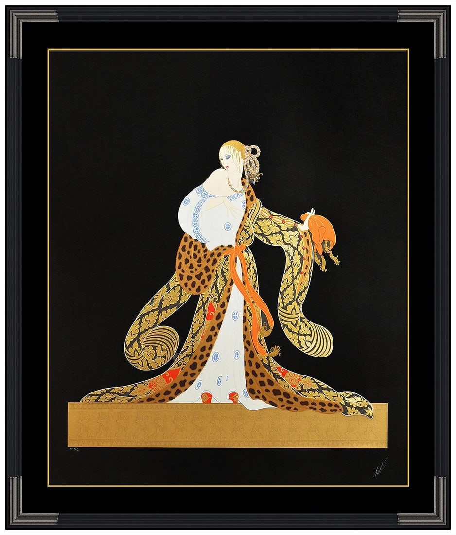 Erte Large Embossed Color Serigraph Rigoletto Signed Female Fashion Design Art (1 of 6)