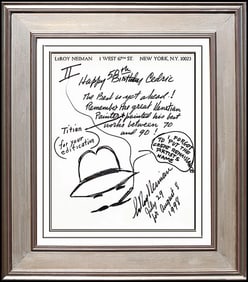 Leroy Neiman Original Self Portrait Drawing Hand Signed Framed Artwork