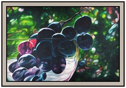 Doug Sweet Large Original Acrylic Painting on Canvas Signed Grapes Framed Art