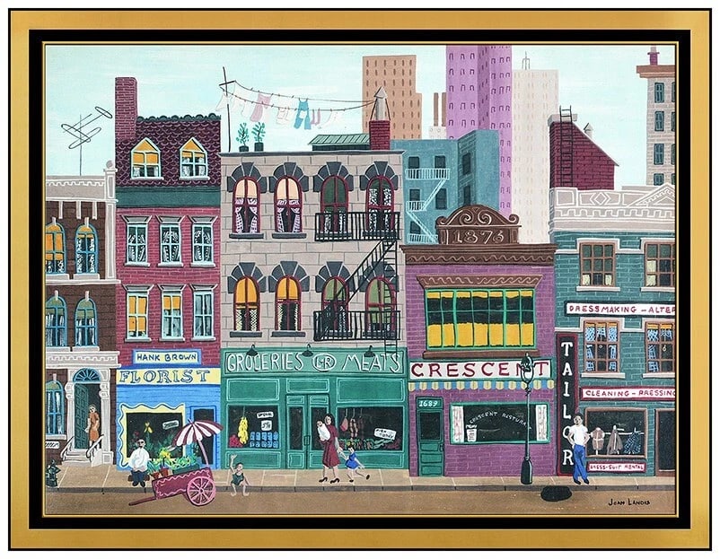 Joan Landis Original Acrylic Painting on Board Signed Cityscape Framed Artwork (1 of 4)