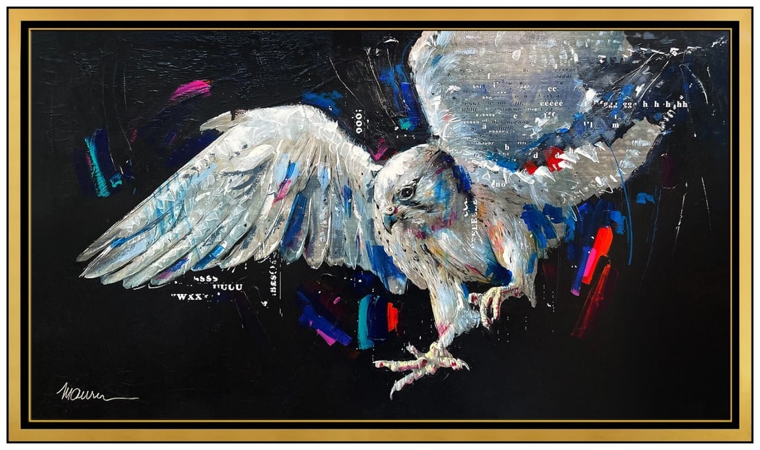 Sid Sidney Maurer Large Original Painting on Board Signed Falcon Wildlife Art (1 of 5)