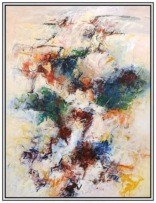 Mary Lou Siefker Large Original Acrylic Painting on Canvas Signed Abstract Framed (1 of 4)
