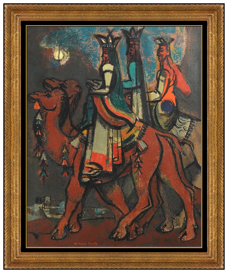 Millard Sheets Original Painting on Canvas Signed Figurative Animals Framed Art: This lot includes:Gallery COA. In-house shipping available (insurance and international shipping for an additional charge).Artist: Millard SheetsTitle: The Grand MarchMedium: oil painting on canvasSiz