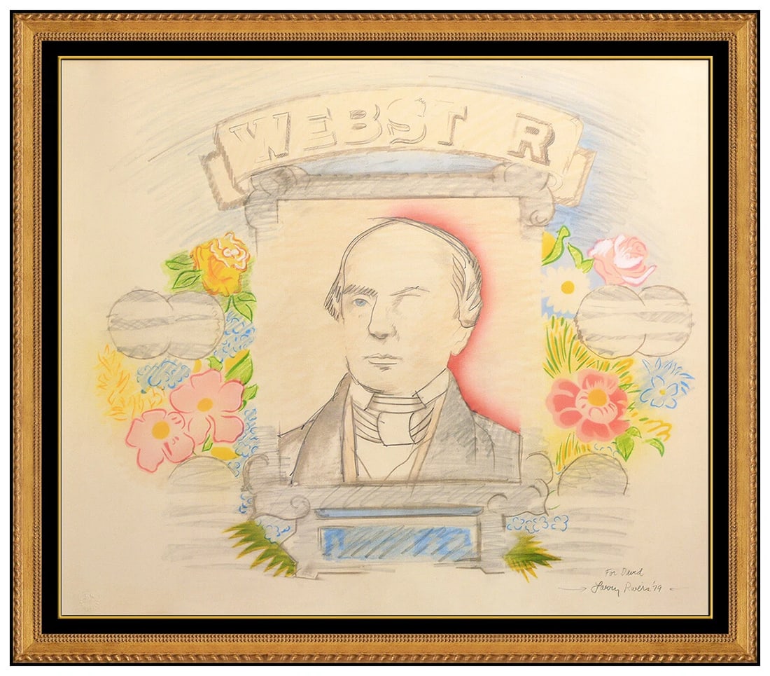 Larry Rivers Original Mixed Media Painting Signed Webster Portrait Framed Art: This lot includes:Gallery COA. In-house shipping available (insurance and international shipping for an additional charge).Artist: Larry Rivers Title: WebsterMedium: Mixed MediaSize: 26” x 30 &f