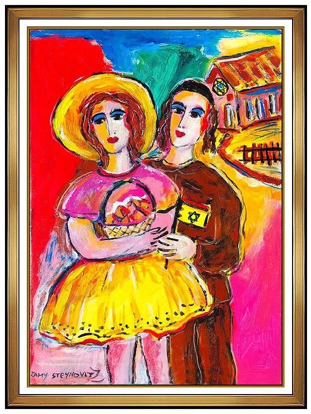 Zamy Steynovitz Original Oil Painting on Canvas Signed Modern Portrait Artwork (1 of 4)