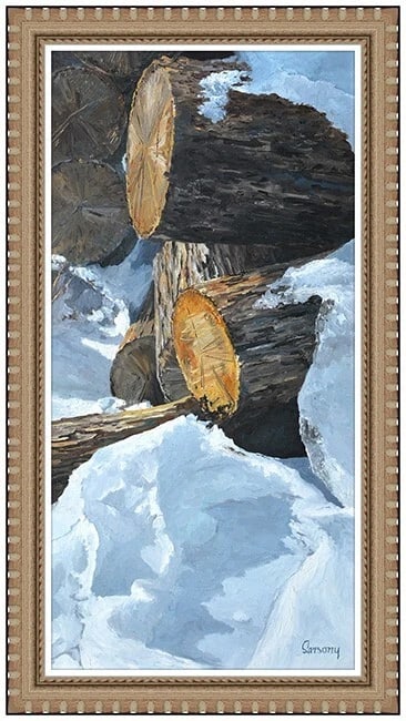 Robert Sarsony Original Oil Painting on Canvas Signed Winter Landscape Framed Art (1 of 5)