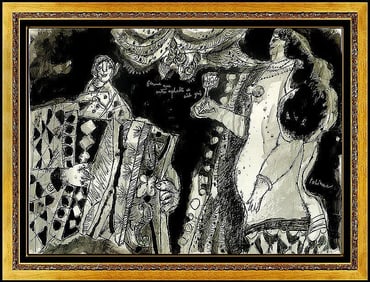 Theo Tobiasse Original Oil Painting Signed French Female Portrait Modern Artwork