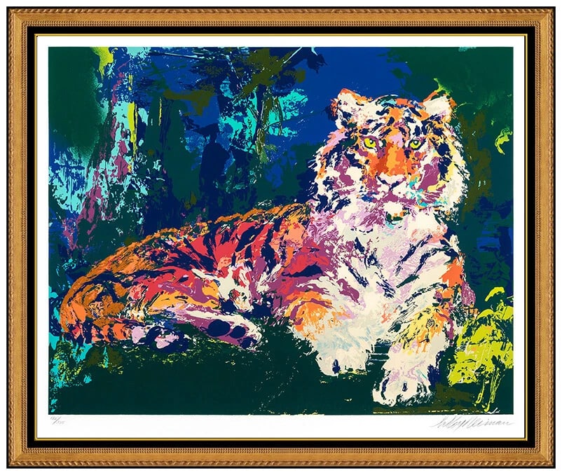 Leroy Neiman Caspian Tiger Large Original Color Serigraph Hand Signed Framed Art (1 of 6)