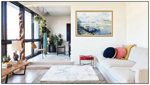 Charles C Gruppe Large Original Oil Painting on Canvas Signed Paris Cityscape Art