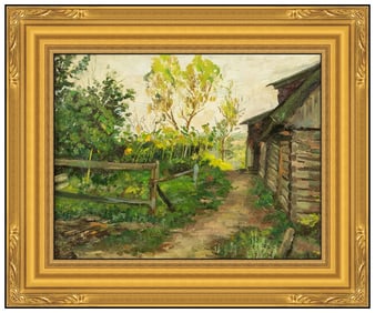 Ivan Aleksandrovich Kozlov Original Painting On Board Signed Landscape Framed Art
