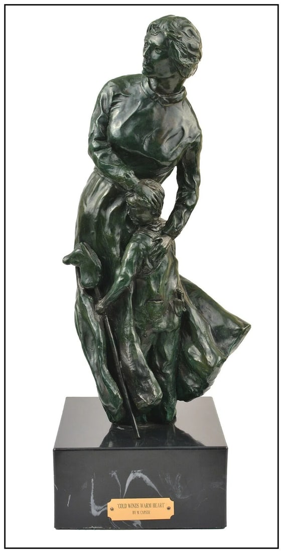 Mike Capser Cold Winds Warm Heart Bronze Sculpture Signed Figurative Female Art (1 of 6)
