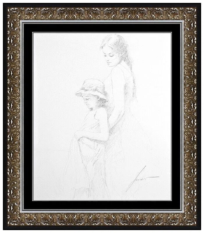 Pino Daeni Authentic Original Drawing Signed Child Female Portrait Framed Art (1 of 4)