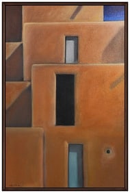 John Axton Large Original Oil Painting On Canvas Signed Architecture Framed Art