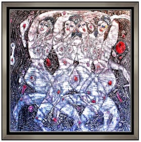 Jiang Tiefeng Large Original Gouache Painting Signed Female Nude Chinese Art