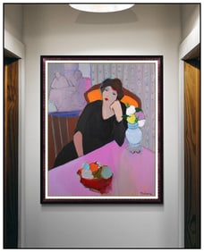 Itzchak Tarkay Large Original Acrylic Painting On Canvas Signed Female Framed Art