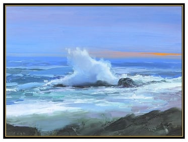 Ralf Feyl Original Oil Painting On Board Signed Water Landscape Framed Art