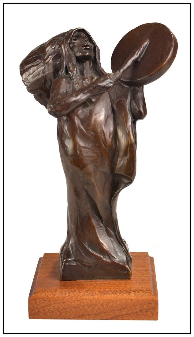 Hollis Williford Songs Of Long Ago Native American Bronze Sculpture Signed Art (1 of 5)